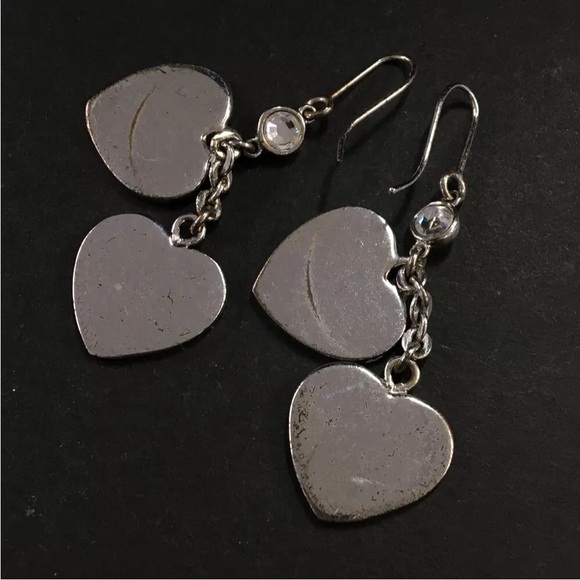 Christian Dior Silver Logo Heart Earrings - Picture 6 of 8